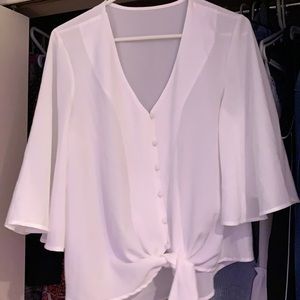White Blouse with tied front detailing